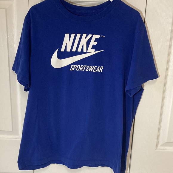 Nike Shirts Nike Center Swoosh Royal Blue White Letters Tshirt Szxl Poshmark